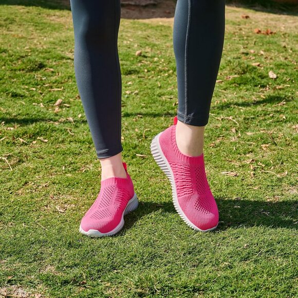 Women's Rosy Athletic Walking Casual Mesh-Comfortable Tennis Workout Sneakers - Picture 2 of 6